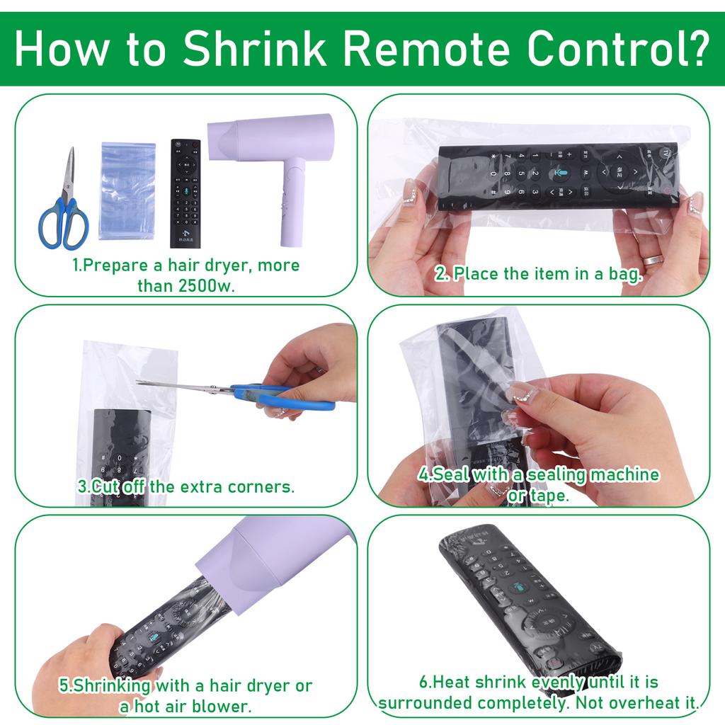 100 шт. термоусадочные пакеты для пульта дистанционного управления ПВХ термоусадочные пакеты прозрачные термостойкие пластичные высокоусадочные упаковки