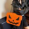 Pu Leather Pumpkin Shoulder Bag Gothic Demon Messenger Bag Portable Halloween Tote Bag  Women