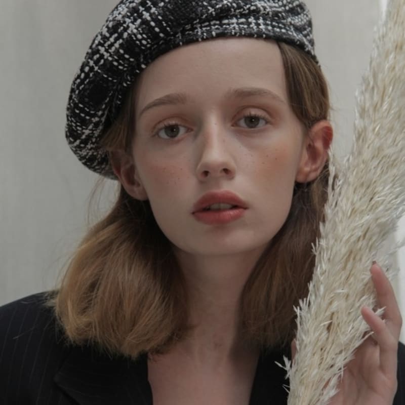 Poesiedame Tweed Beret_black and White