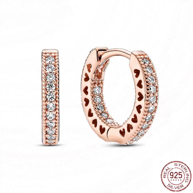 Серьги из стерлингового серебра 925 пробы, настоящее большое сердце, циркон, круглые серьги-кольца для женщин, модные серебряные серьги, ювелирные изделия, подарок