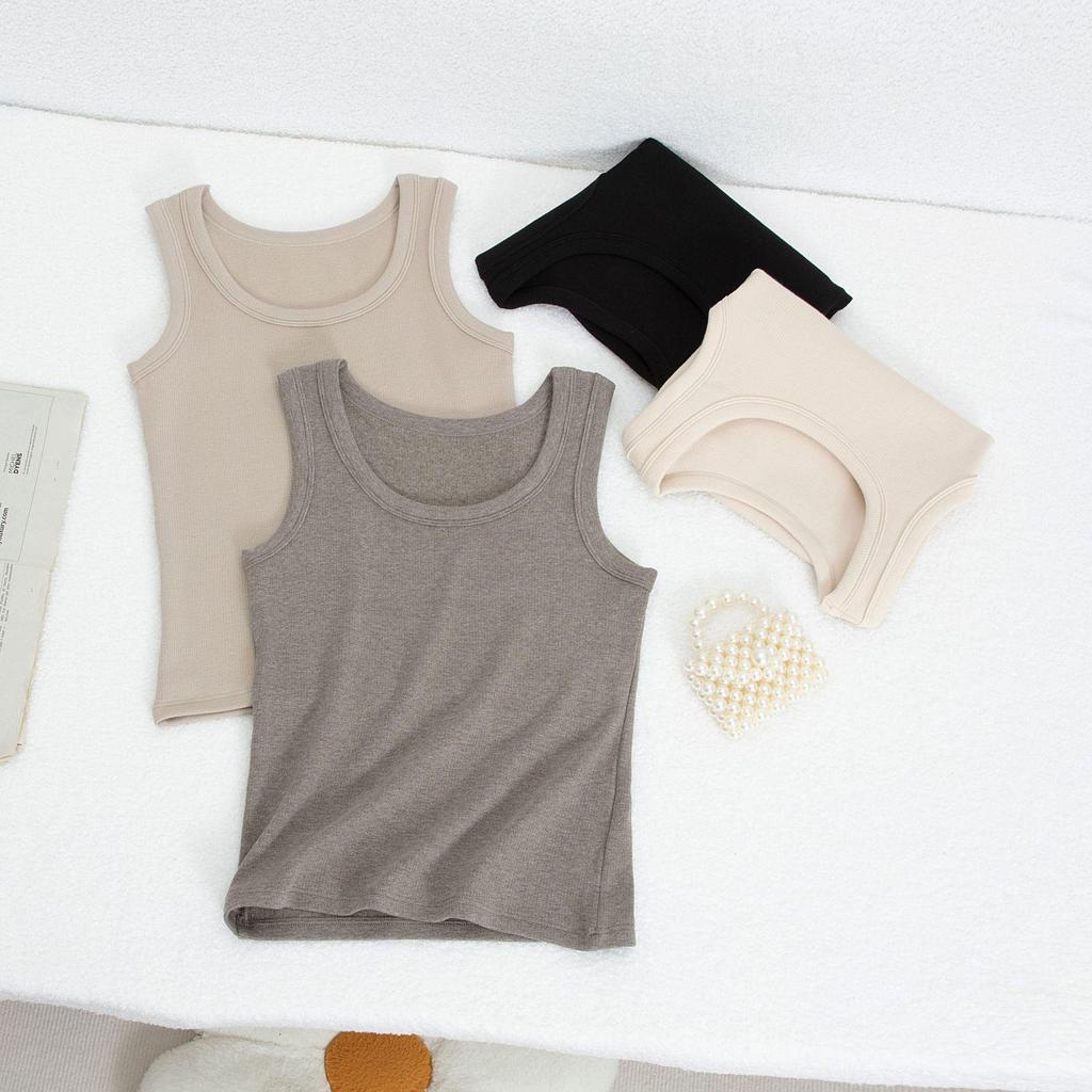 Женская приталенная майка без рукавов с начесом - Теплый базовый слой для осени/зимы