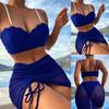 Little Fashion Sexy Solid Color Strap Backless Temperament Beachwear Split Bikini Swimsuit