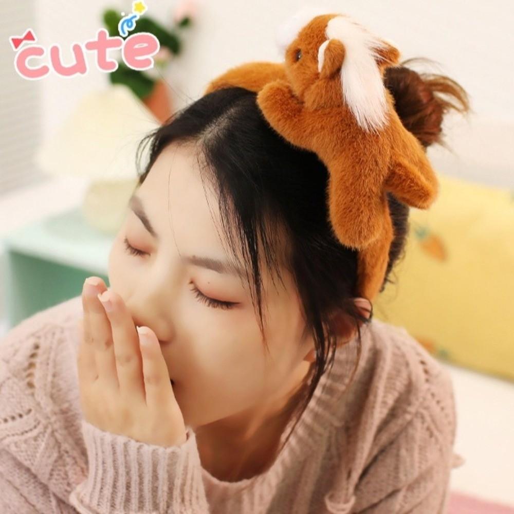 Pony Horse Hair Hoop Mascot New Year Headpiece Cute 2026 New Year Headband New Year Dress Up