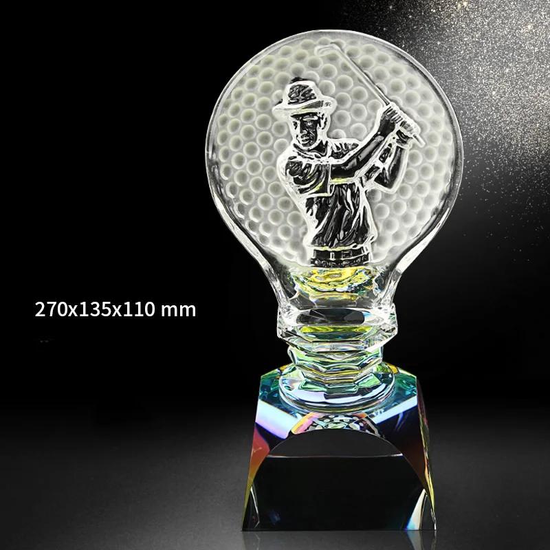 Customized High-End Sports Golf Crystal Trophy, One shot Hole, Competition Award Medal, New Home Decoration, Free Engraving, 1Pc