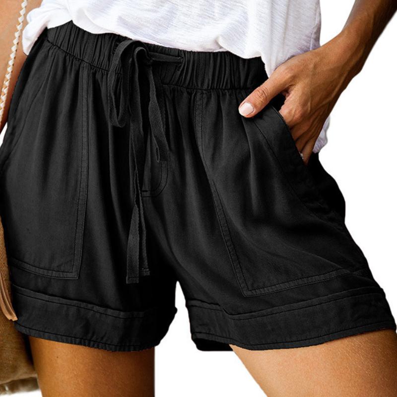 Женские повседневные свободные шорты большого размера с эластичной талией и карманами