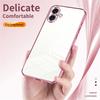 For iPhone 16 Case Electroplating Frame Soft TPU Phone Cover - Pink