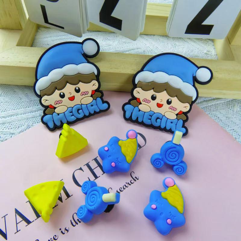 Versatile Cute Cartoon Girl Shoe and Phone Decorations - DIY Removable Flower Uppers