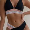Wave Webbing Patch Low Waist Sexy Two Piece Bikini Set Elegant