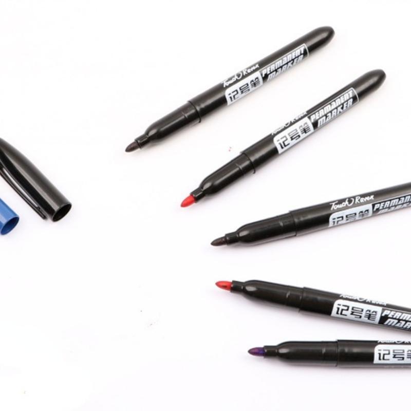 6 шт./компл. перманентный маркер, тонкие водостойкие чернила, тонкий наконечник, сырой наконечник, черные, синие, красные чернила, 1,5 мм, тонкие цветные маркеры
