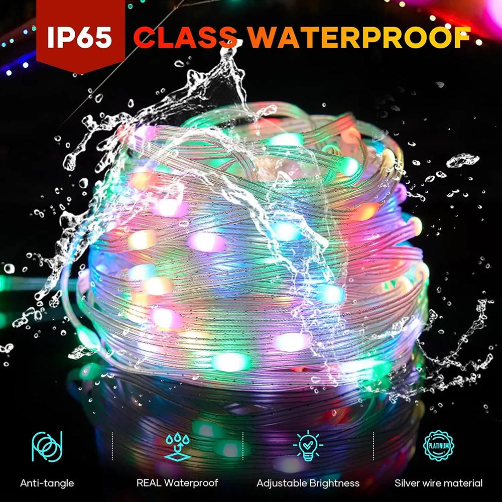 Светодиодный рождественский декоративный атмосферный светильник RGB IC с интеллектуальным управлением Bluetooth, цветочный венок, красочный декор для домашней вечеринки
