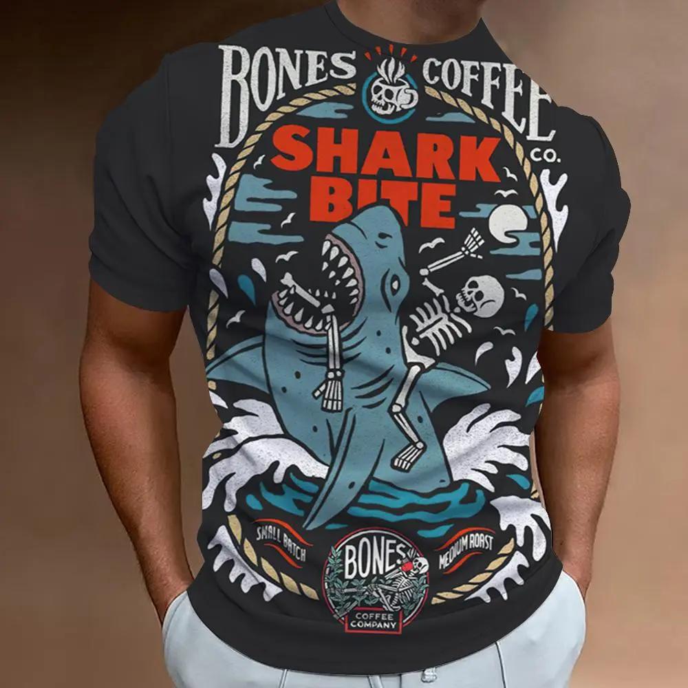 Повседневная футболка оверсайз с принтом акулы 3D Stampato Estate abbigliamento da uomo moda Street Trend Топ с круглым вырезом премиум-класса