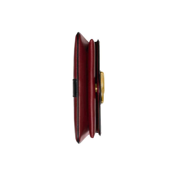 Gucci Arli Gold Logo Color Block Leather Shoulder Crossbody Bag Small Women bags Red Black 550129-0V1IG-6663