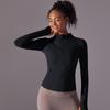 New Double-sided Nylon Brushed Sports Zipper Stand Up Collar Yoga Jacket, Sports Running Fitness Long Sleeved Top For Women