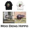 Moo Deng Tiny Baby Hippo Star Thailand Cute Pygmy Hippo Unisex Men Women Kid T-Shirt Print Short Sleeve Round Neck
