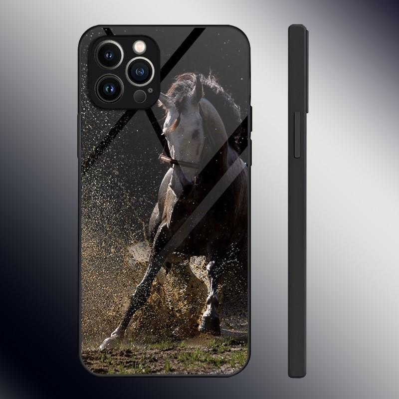 Доминирующий Крутой Конь Чехол для Телефона Закаленное Стекло Для IPhone 13 12 11 14 Pro Max Mini X XR XS 8 7 6s Plus SE 2020 Обложка