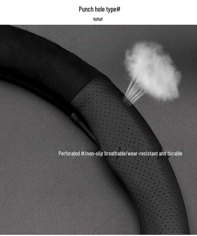 Genuine Leather Steering Wheel Cover for Wuling Hongguang PLUS3, Zhiguang, and Rongguang V - All-Season Universal Fit