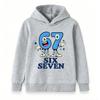 Kids Boys Girls Pullover Hoodie, Cute Cartoon 67 Character Printed Casual Sweatshirt, Soft Lightweight Long Sleeve Hooded Top for Daily Wear Party Gif