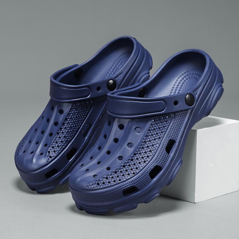 2024 новые модные пляжные тапочки нескользящие тапочки из ЭВА Bebealy мужские тапочки-сабо с отверстиями мужские тапочки для сада мужские слайдеры с поддержкой свода стопы