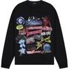 FW24 Женская футболка с круглым вырезом, спущенной линией плеча, длинным рукавом и ребристой текстурой, Черный WD-TT3-24-758-U-BK