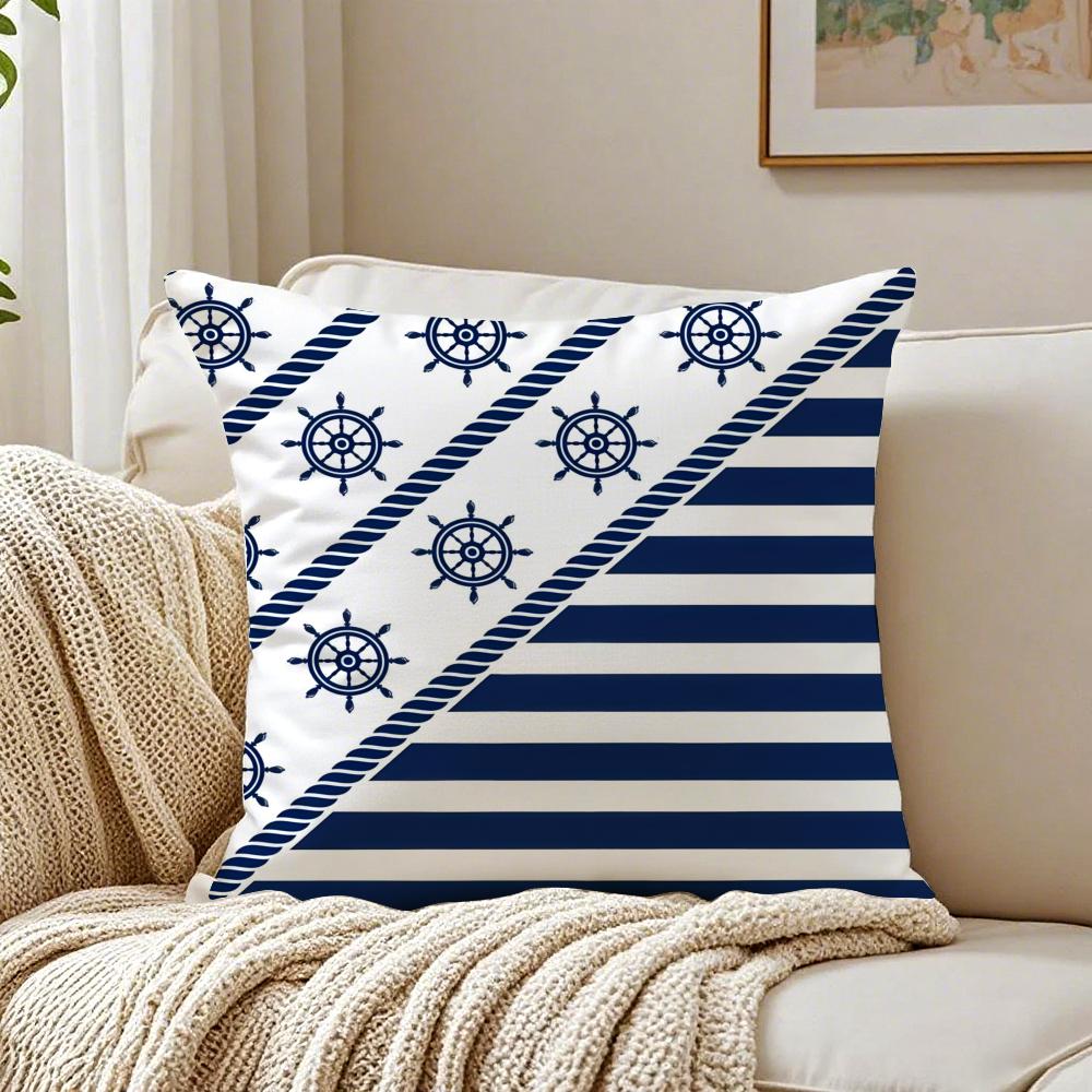 Ocean Sailor Logo Pattern Pillow Case Organic Short Plush Cushion Covers Breathable Washable WrinkleResistant