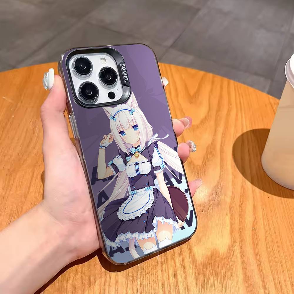 Чехол для телефона с персонажами N-Nekopara для iPhone17,16,15,14,13,12,11,Pro,MAX Серый Матовый Силиконовый Черный Чехол