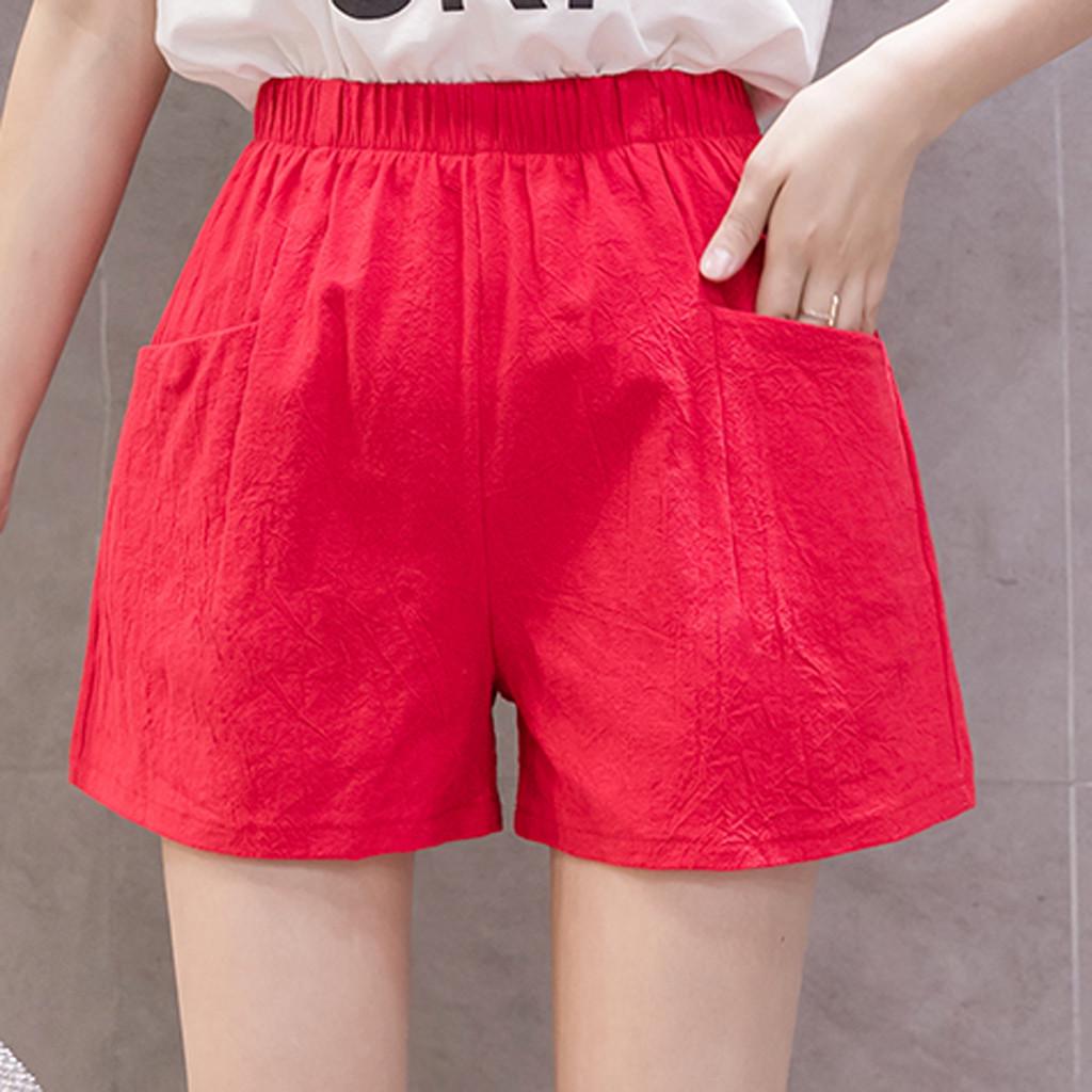 Women's High Waist Linen Loose Casual Thin Wide Leg Linen Shorts