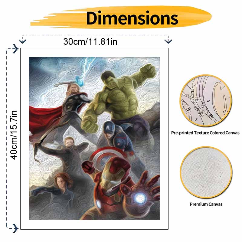 Disney Oil Painting DIY Digital Painting Avengers Heroes Action Scene HandPainted Wall Art for Living Room and Entryway.