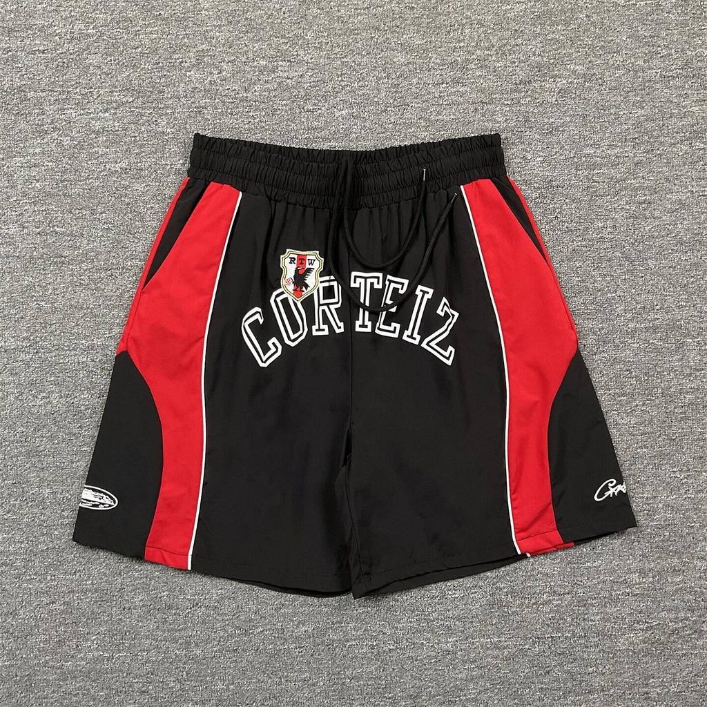 Cross-border European and American trendy brand Alcatraz letter logo embroidery color matching casual shorts men's and women's high street beach five-