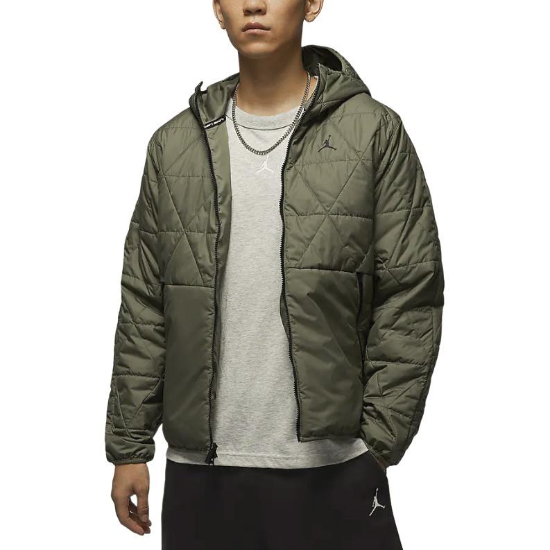 Jordan Спортивная удобная куртка Therma-FIT с капюшоном и застежкой-молнией, с длинным рукавом, мужские куртки оливково-зеленого цвета FZ3163-222