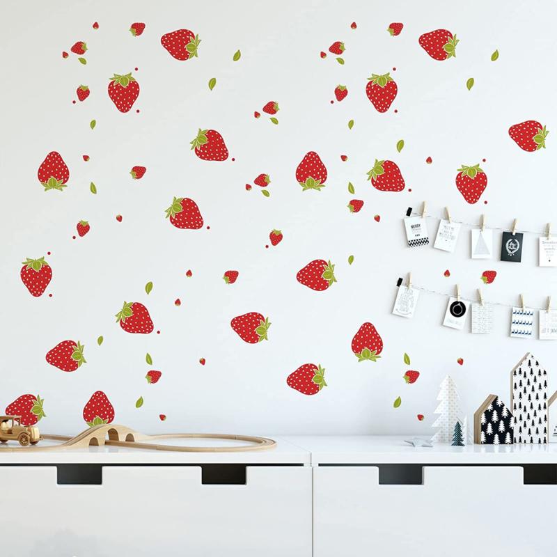 92 шт., наклейки с клубникой, красочные водонепроницаемые наклейки на стены, обои для девочек и мальчиков, декор для детской спальни, детской комнаты