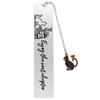 Stainless Steel Metal Bookmark Cat Long Chain Cat Pendant School Supplies Engraved Bookmark