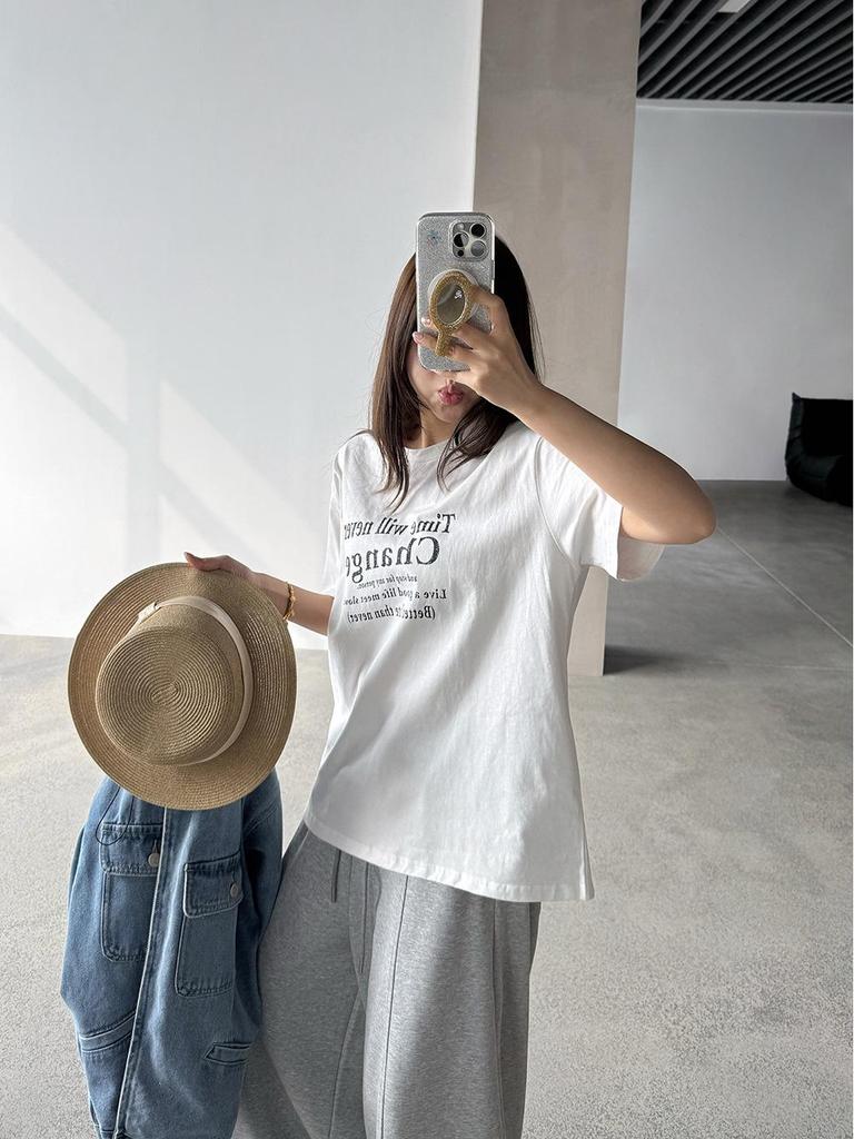 Good Quality Women's Casual Loose Letter Print T-shirt - Simple Ins Style, Short Sleeve