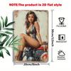 Металлическая табличка Hisun HD Металлическая жестяная табличка Винтажная Pin-Up Девушка на Мотоцикле Ретро Металлический Постер Байкерская Тематика Настенное Искусство Декор для Гаража Бара Мужской Уголок Wa