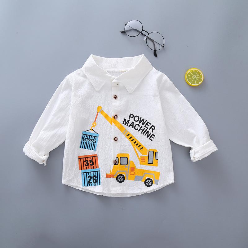 Boys Spring Cotton Washed Striped Long Sleeve Shirt Soft Comfortable Top