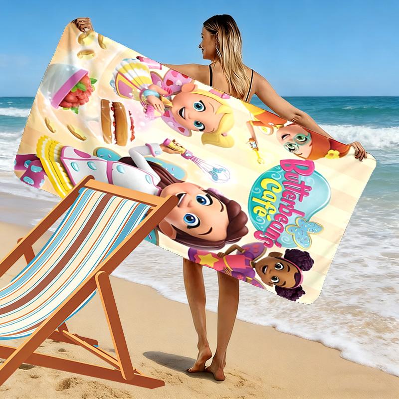 Butterbean's Café Print Beach Towel, Large Soft Quick Dry Towel for Beach Camping Swimming