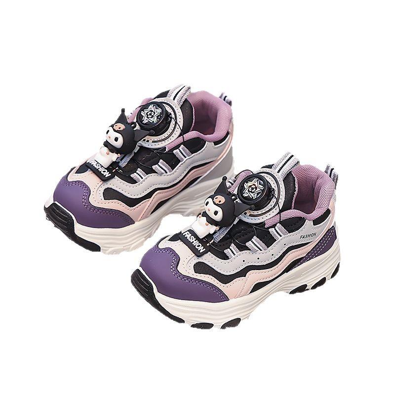 Весенне-осенние новые модные универсальные кроссовки с мультяшным дизайном и удобной мягкой подошвой для бега для девочек