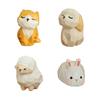 Wooden Cats/Dog/Sheep/Bunnies Figurines Sculpture Statue Handmade Carved Animal Art Carving Work for Home Office Decors