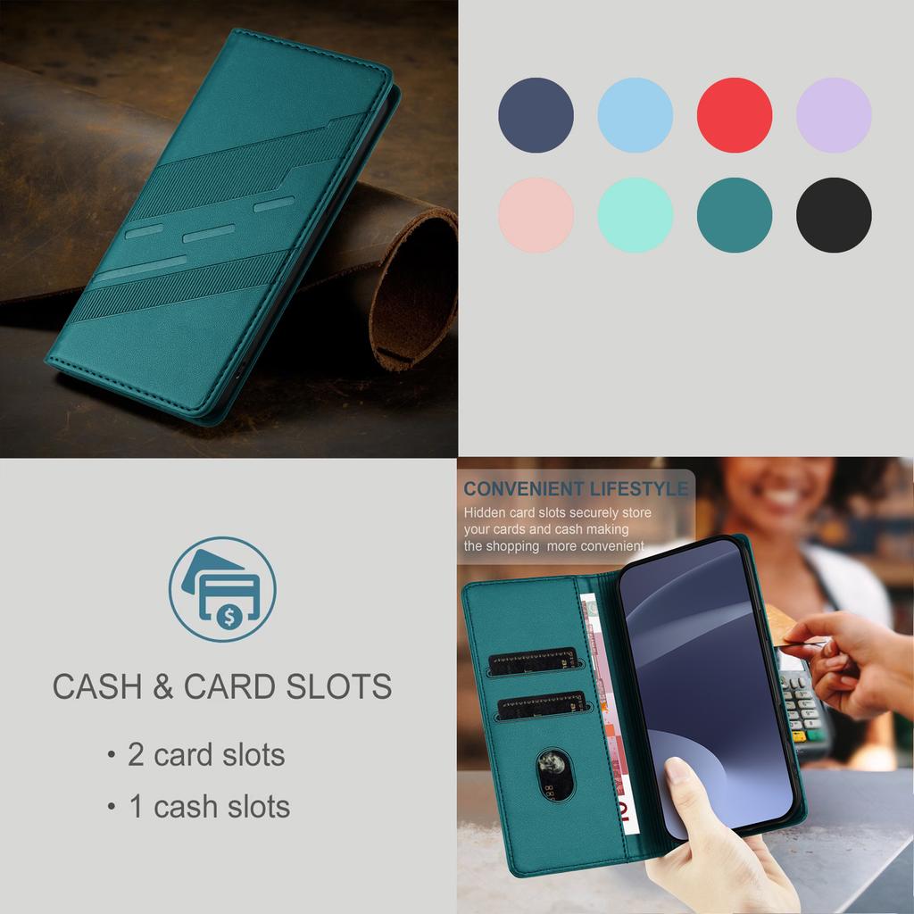 Magnetic Leather Wallet Flip Case for Vivo Y02A Y03 Y17 Y17S Y19 Y19S Y20 Y28 Y29 Y29S Y30 Y33S Y35 Y51 Y52S Y55S 4G 5G Cover