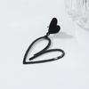Modern Black Heart Pendant Earrings Vintage Modern Jewelry Lightweight Alloy Earwear Accessory for Fashion Enthusiasts