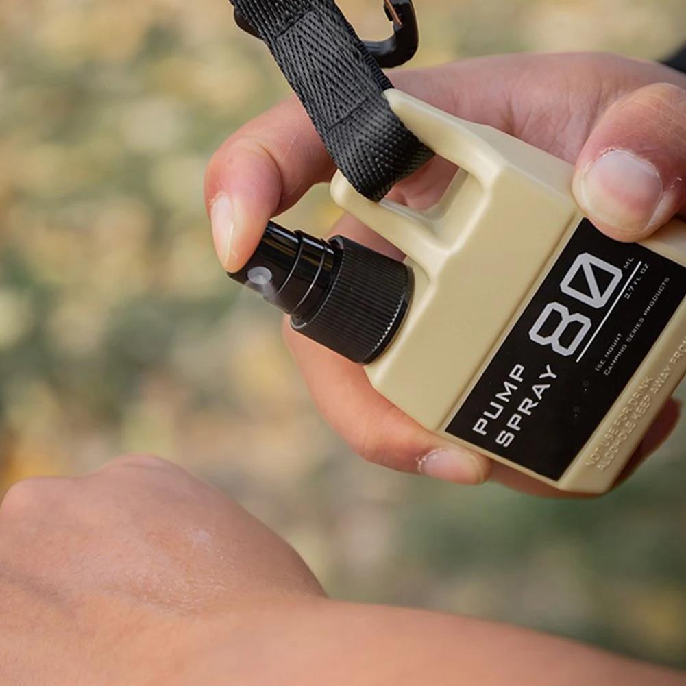 80ML Outdoor Portable Tactical Pump Spray Empty Bottle Refillable Alcohol Disinfectant With Buckle Camping Trip Hiking Supplies 4