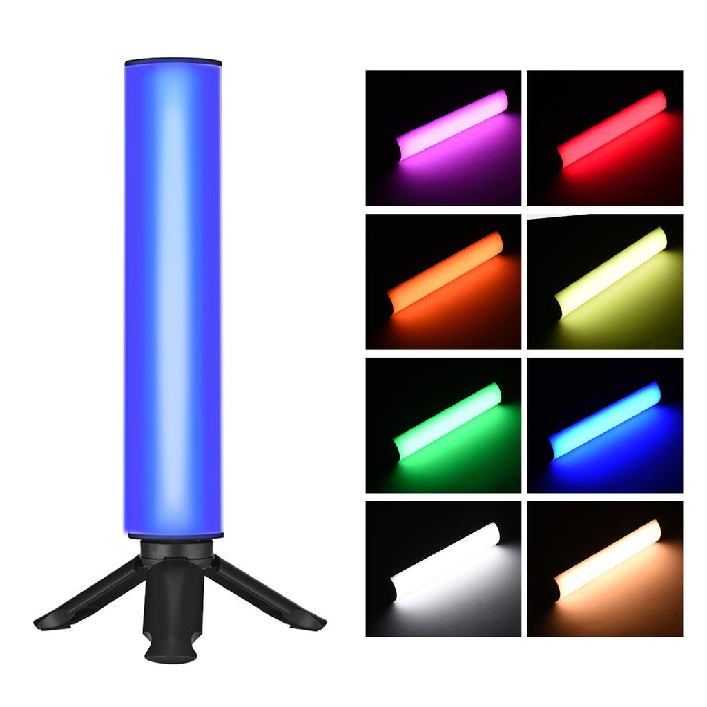 Portable RGB Video Light 2500K 9000K LED Fill Light Adjustable Brightness Magnetic Backside with Desktop Tripod Strap