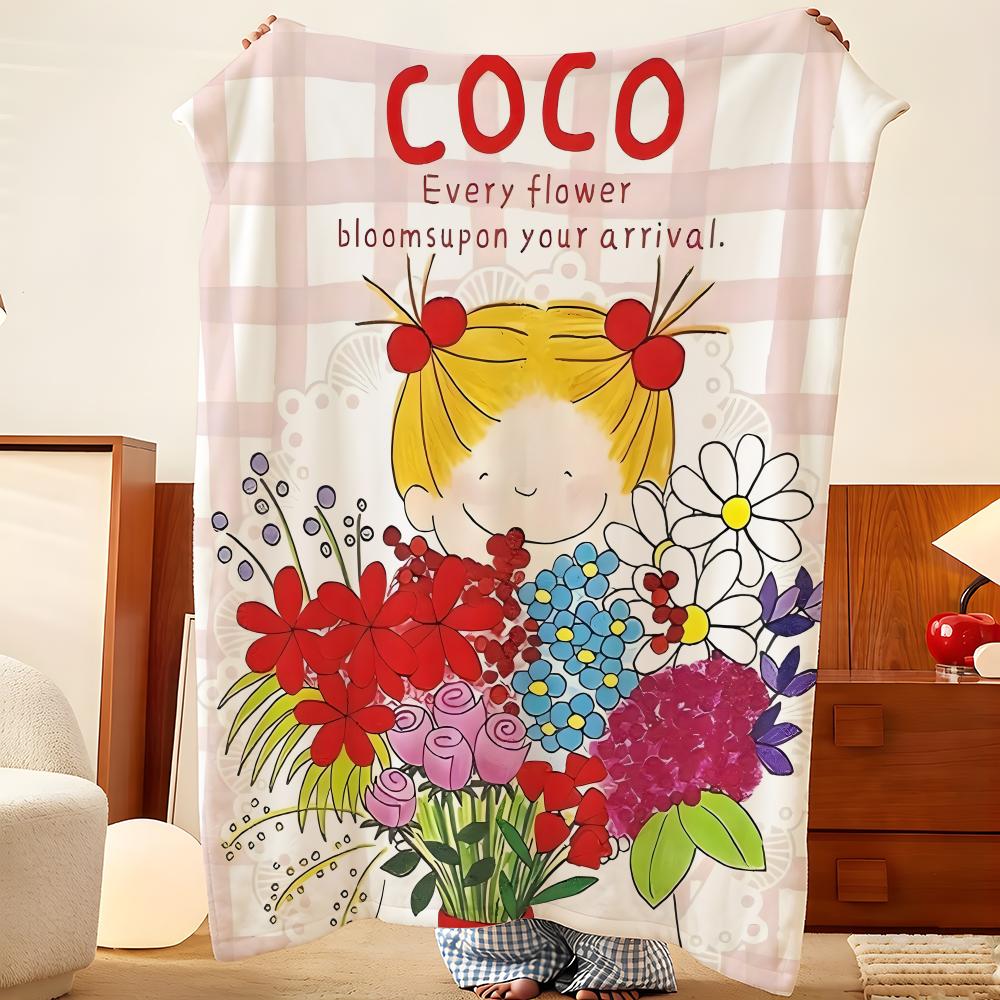 Плед Character C-Coco G-Girl Throw из фланели, легкий, уютный, прочный, моющийся, милый, классный