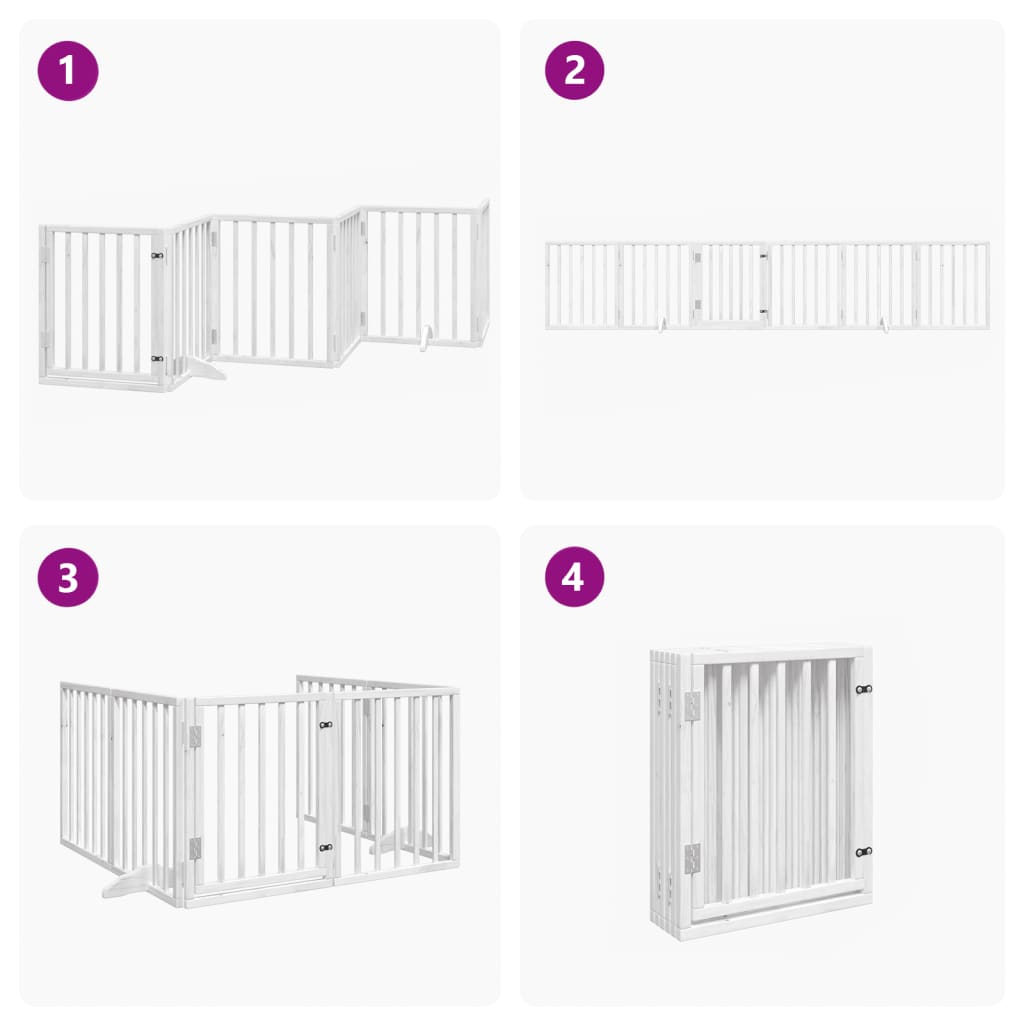 6 Piece Foldable White Dog Gate 300 cm Poplar Wood