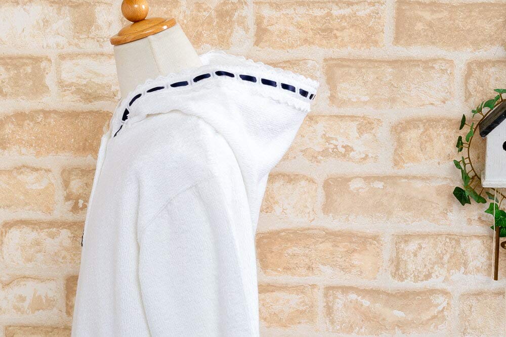 Eye Lovely махровый белый халат с капюшоном 11059 K's Kids' Bathrobe, ткань, 120-130см, темно-синий, (12-130,OWXNA)