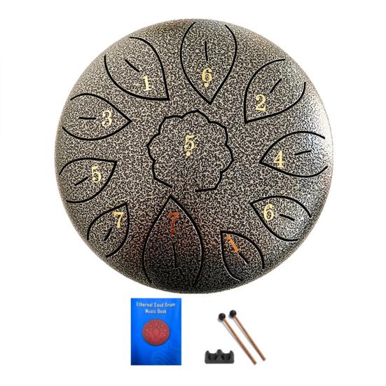 6-дюймовый стальной язычковый барабан с палочками, наклейками для нот, 11 нот, тональность C, медитация, йога, звуковая терапия, хэндпан, музыкальный перкуссионный инструмент