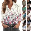 Women's Shirt Blouse Print Button Long Sleeve Casual Basic Shirt Collar Regular Top With Pockets