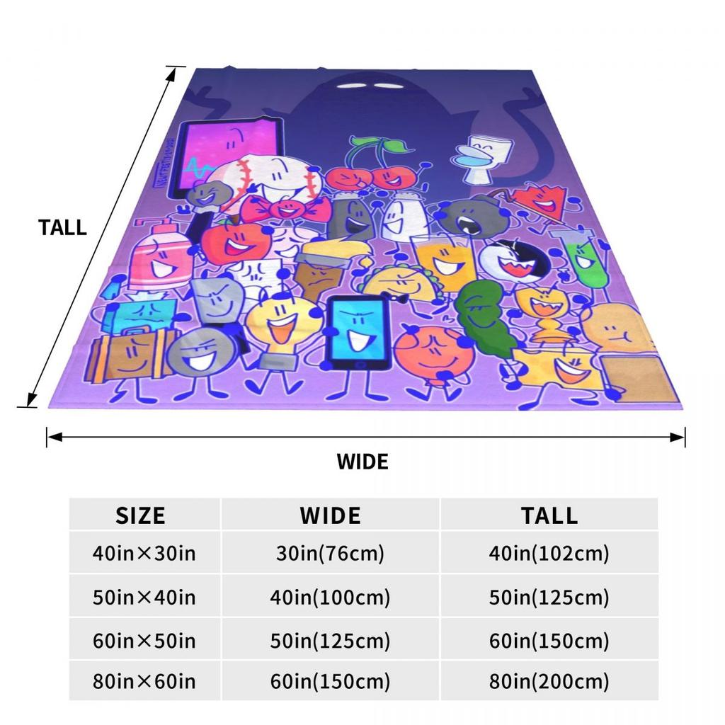 BFDI Inanimate Insanity All Characters Flannel Blankets Soft Throw Blanket for Couch Chair Travel Bedspread Sofa Bed Cover
