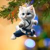 Kung Fu Cat Hanging Decoration Home Indoor Christmas Tree Car Rearview Mirror 2D Flat Acrylic Kitten Hanging Ornament Cartoon Animal Pendant