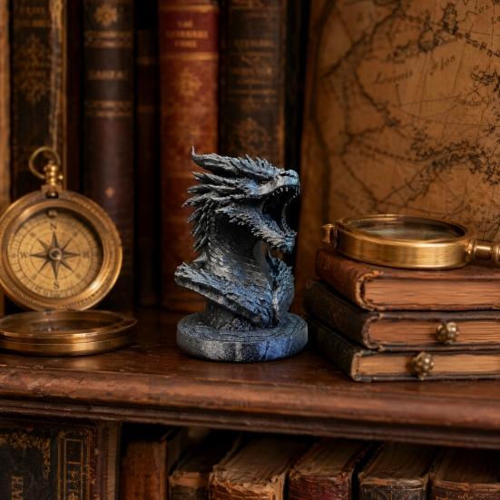 Фигурка Головы Дракона, 3D-печатная статуя головы фэнтезийного дракона, Скульптура мифического животного для декора рабочего стола дома и в офисе, Подарок для коллекционеров