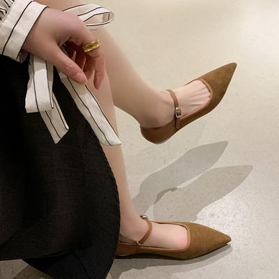 Весенняя женская обувь, туфли Мэри Джейн из натуральной кожи, замшевые женские туфли с острым носком на массивном каблуке, туфли-лодочки в стиле ретро на низком каблуке